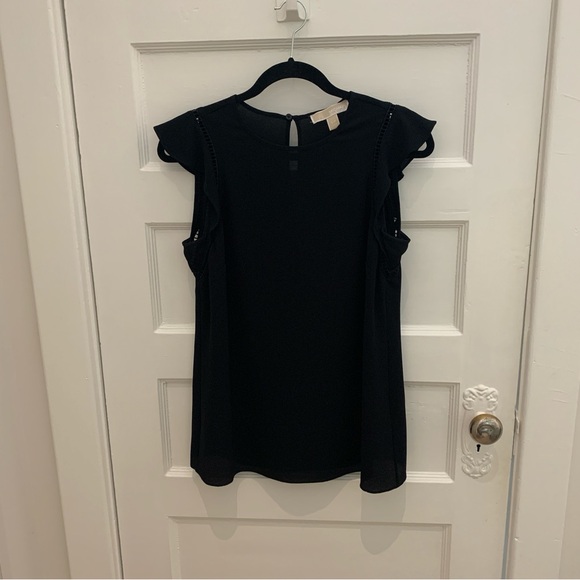 Michael Kors Black Blouse With Flutter Sleeve, Size S - Picture 8 of 12
